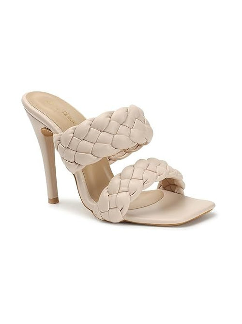 Retro Walk Fashionable Braided Heels (Size-UK-5) (Color-CREAM )